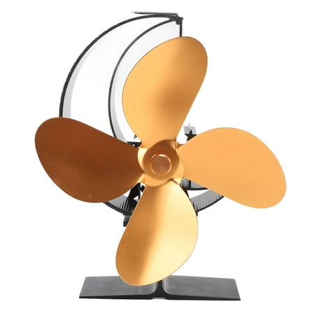

Big sale Wood Stove Fan 4 Blades Fireplace Fan Heat Powered Fast Warm Circulation Moon Star Pattern Termal Fan for Camping Outdoor Gold