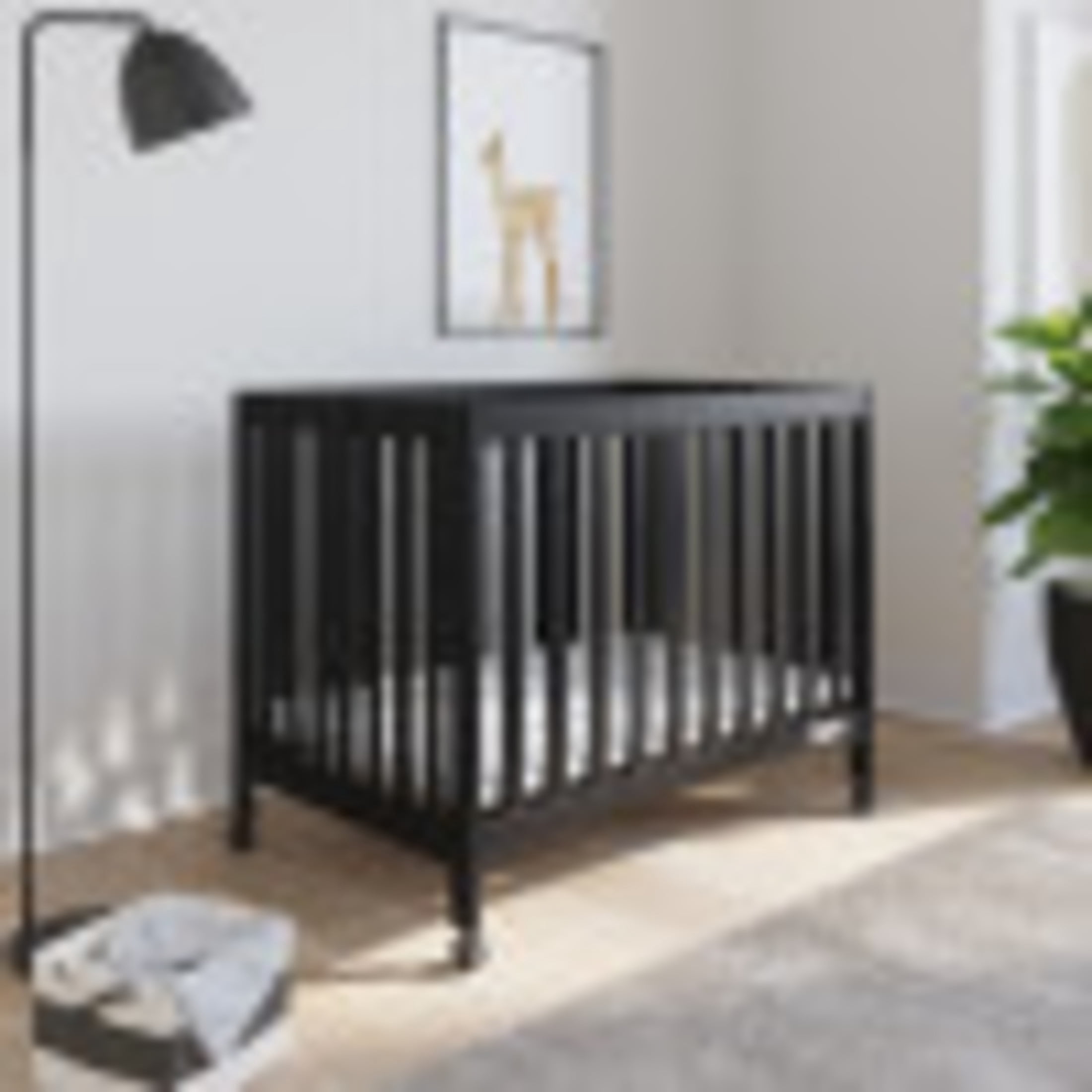 Child Craft London Folding Portable Mini Crib with 2-inch Mattress, Ebony