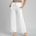 thumbnail image 2 of DeHolifer Womens Carpri Pants Elastic Waisted Solid Color Wide Leg Sweatpants Baggy Lounge Travel Jogger Pants White M, 2 of 7