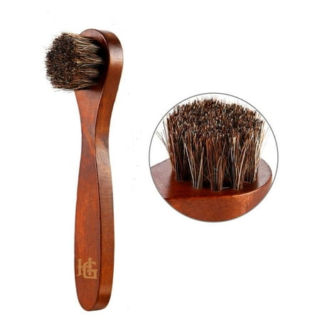 

Homiegear Polishing Horsehair Shoe Brush 100% Soft Horse Hair Bristles Unique Concave Design Wood Handle with Comfortable Grip Anti Slip - for All Fabrics