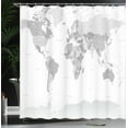 thumbnail image 2 of Grey Shower Curtain, Detailed World Map with All Countries Major Capital Cities Universe Earth Continents, Fabric Bathroom Set with Hooks, 69W X 75L Inches Long, Grey White, by Ambesonne, 2 of 4