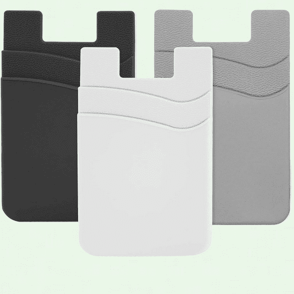 Phone Card Holder for Back of Phone, Stick On Silicone Credit Card Holder for iPhone Android