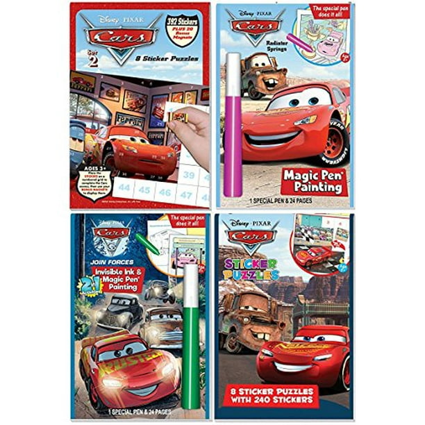 Disney Cars Magic Pen Painting Activity Books, Set for Boys with ZIPPER BAG. Includes: Cars Radiator Springs, Cars 2 World Tour, Cars 3 Join Forces ...