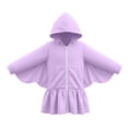 thumbnail image 5 of qolati Girls Swim Cover Up Robe One-Piece Swimsuit Long Sleeve Sun Protection Hooded Jacket Cute Butterfly Full Front Zipper Terry Cloth Absorbent Beach 2-11 Years Purple, 5 of 9