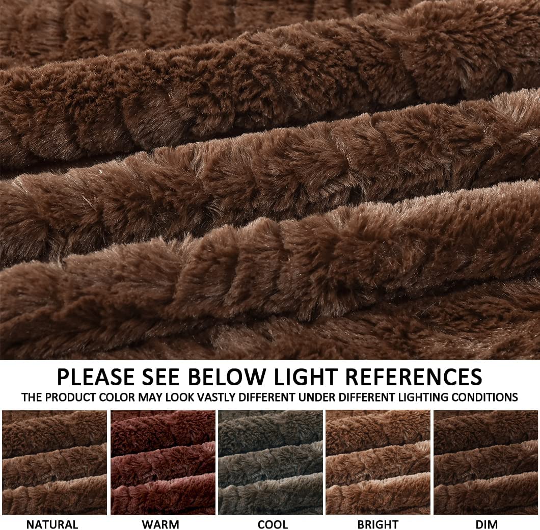 Yusoki Brown Queen Thick Faux Fur Winter Blanket,2 Layers,90