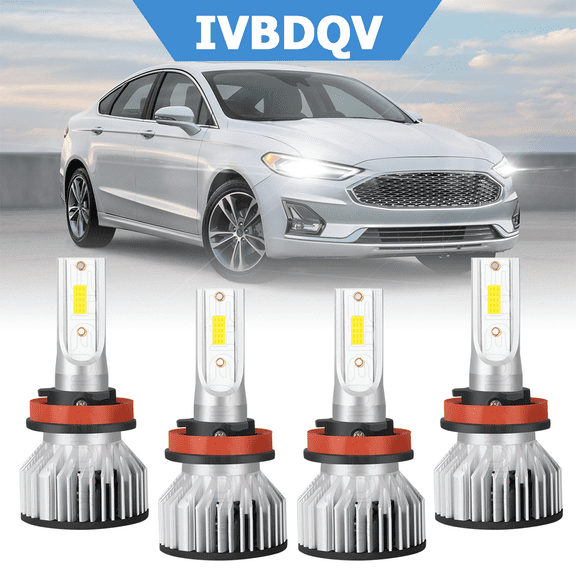For Ford Fusion 2019-2020 LED Headlights Combo 4Pcs H11 High Low Beam Bulb Kits 6000K Bright White