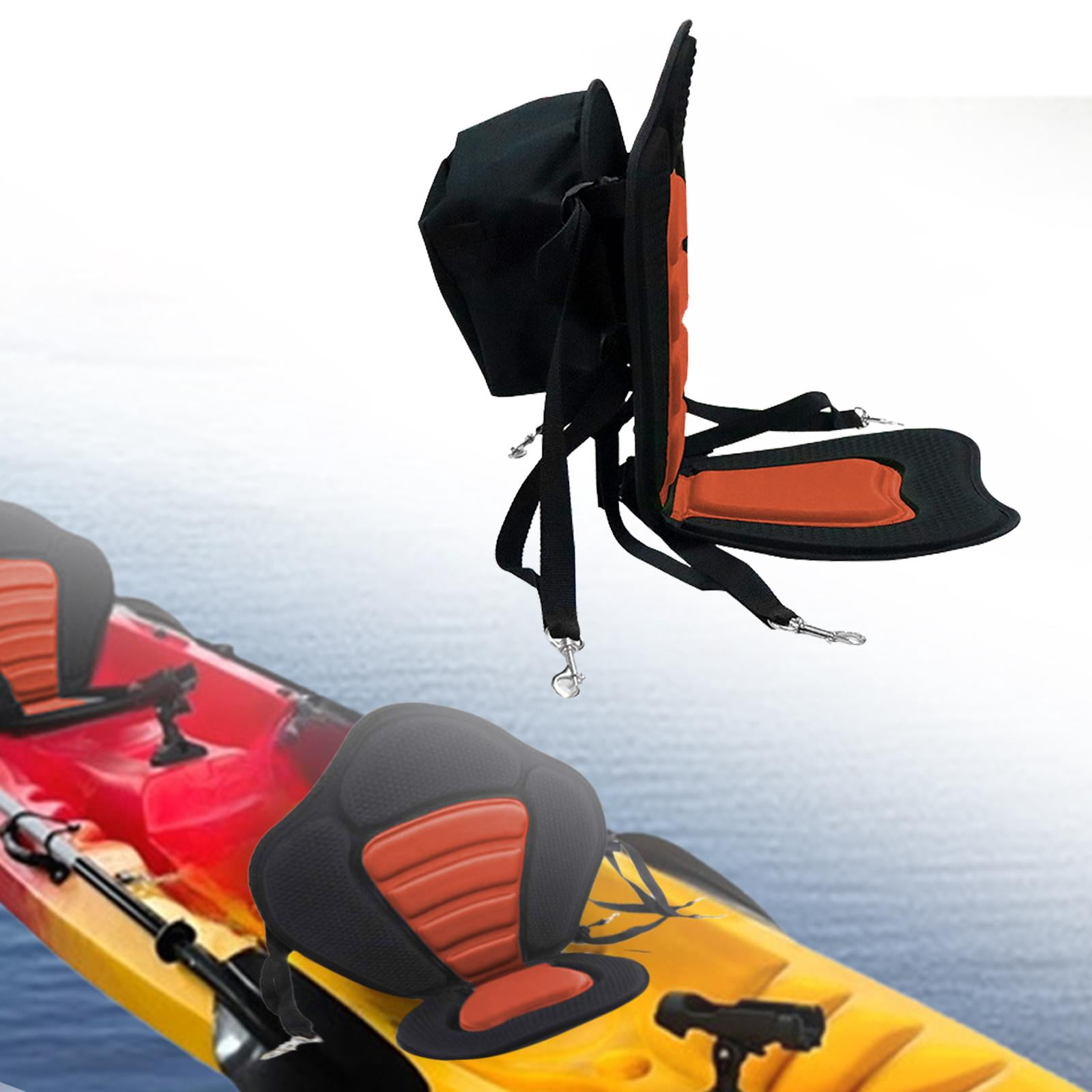 Kayak Seat Cushion with Detachable Back Replacement Nonslip Canoe Backrest Seat Padded Seat Pad for Park Rafting Sit in Canoeing Backpacking Orange with Bag
