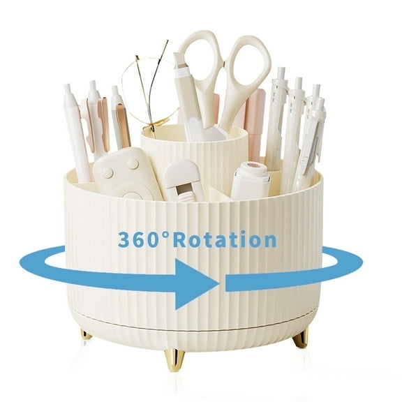 360 Degree Rotating Desk Organizer for Pen and Pen Holder for Office Storage, and Home, Round