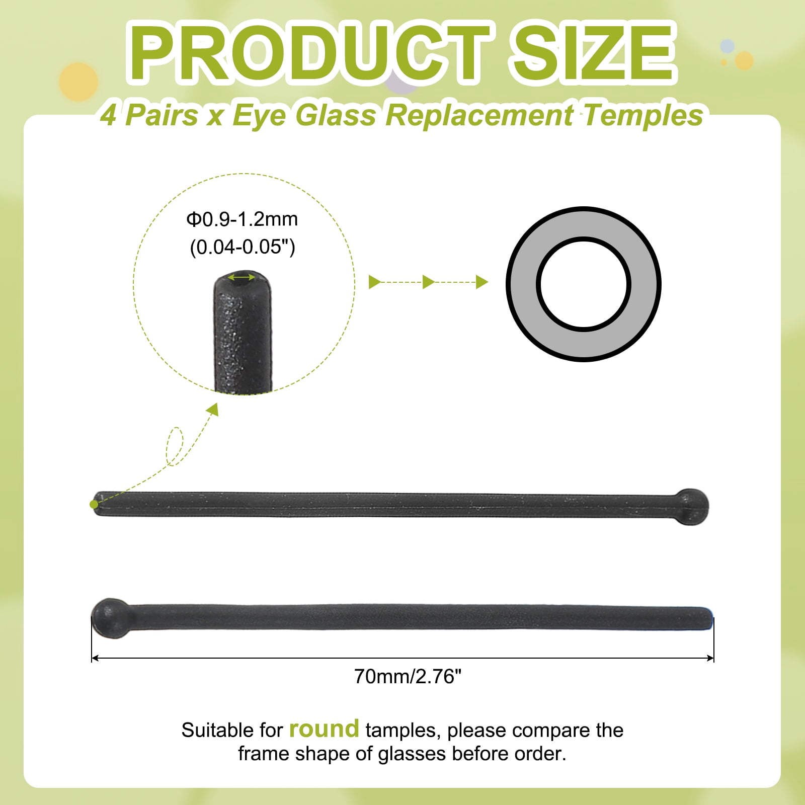 Unique Bargains Eye Glass Replacement Temples Silicone Anti Slip for Glasses Black
