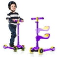 thumbnail image 3 of Lascoota 2-in-1 Kick Scooter with Seat - Lean-to-Steer Balance 3 Wheel Scooter - for 3-Year-Old Gifts - Purple & Yellow, Ages 3-12, 3 of 9