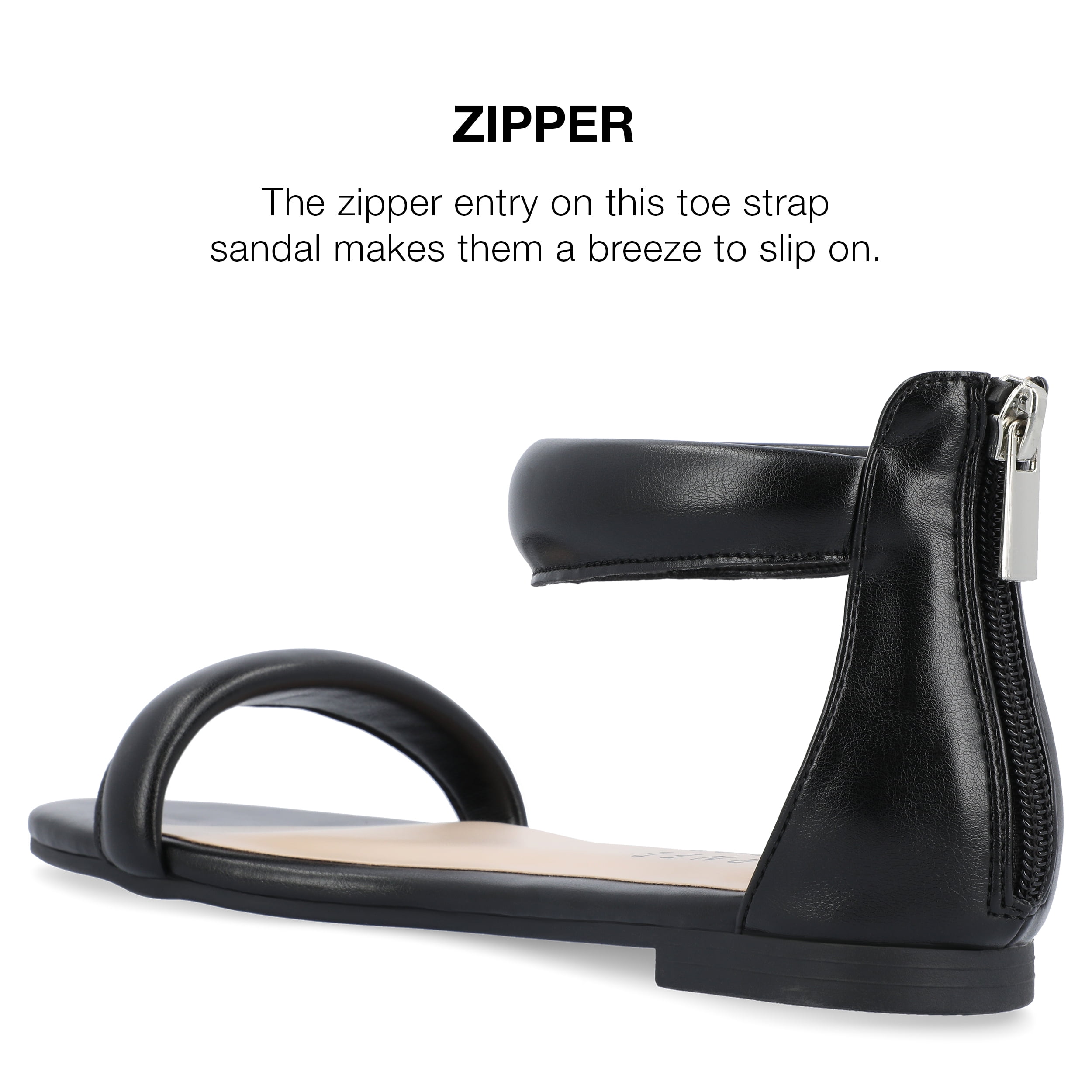 Journee Collection Womens Peytonn Back Heel Zip Ankle Strap Sandals