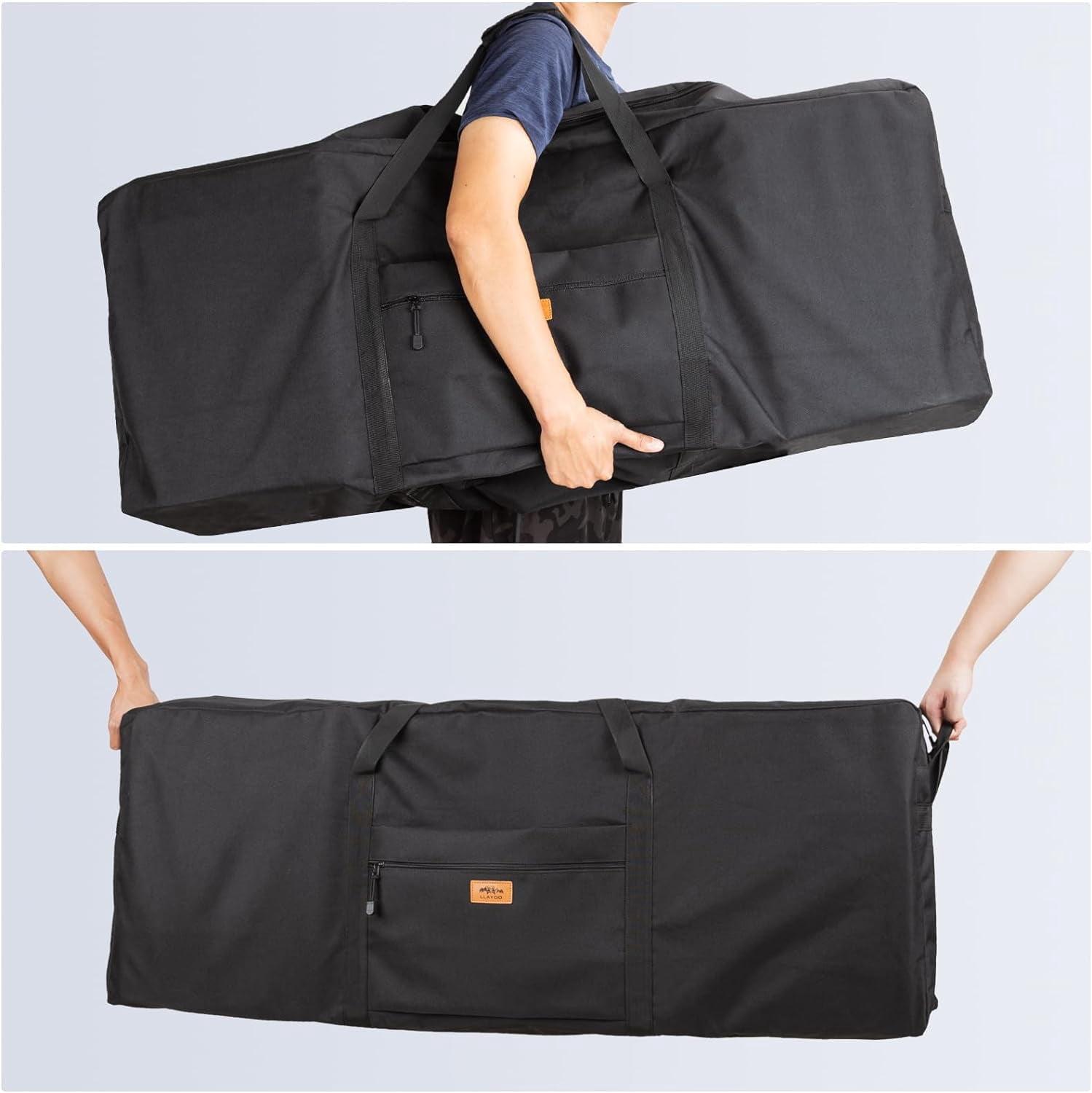 LLAYOO 45 inch Foldable Oversized Zipper Duffel Bag, Travel Outdoor Camping Bag, Sports Equipment Storage Bag, Waterproof and Scratch Resistant, Black