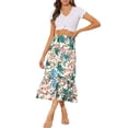 thumbnail image 2 of DARING DIVA Women's Tiered Ruffle Hem Midi Skirt L White Pink-Floral, 2 of 6