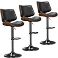 thumbnail image 1 of Set de 3 taburetes de bar REONEY ajustables de PU negro, 1 of 9