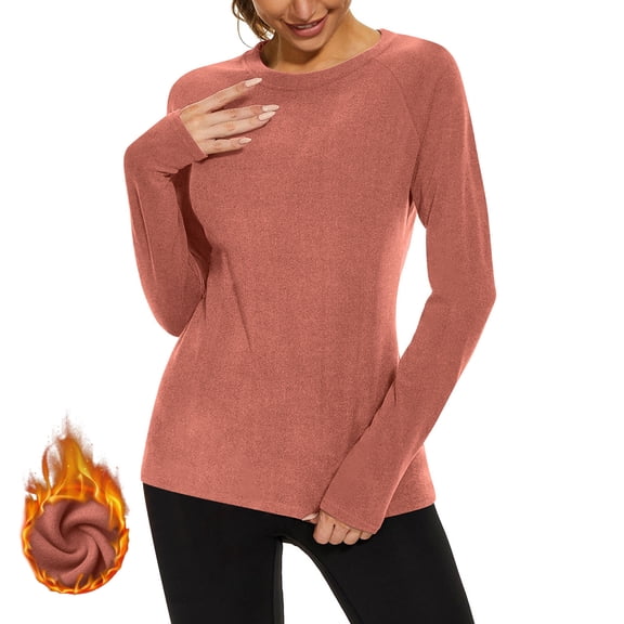 PFRNLF Thermal Shirts for Women Winter Cold Base Layer Underwear Soft Fleece Lined Long Sleeve Tops