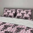 thumbnail image 2 of Grapes Comforter & Sham Bedding Set, Sketchy Fruit Drawn by Hand on a Background of Squares, 3 pcs Duvet Set Microfiber Filling Quilt, 5 Sizes, Pink Grey, by Ambesonne, 2 of 4