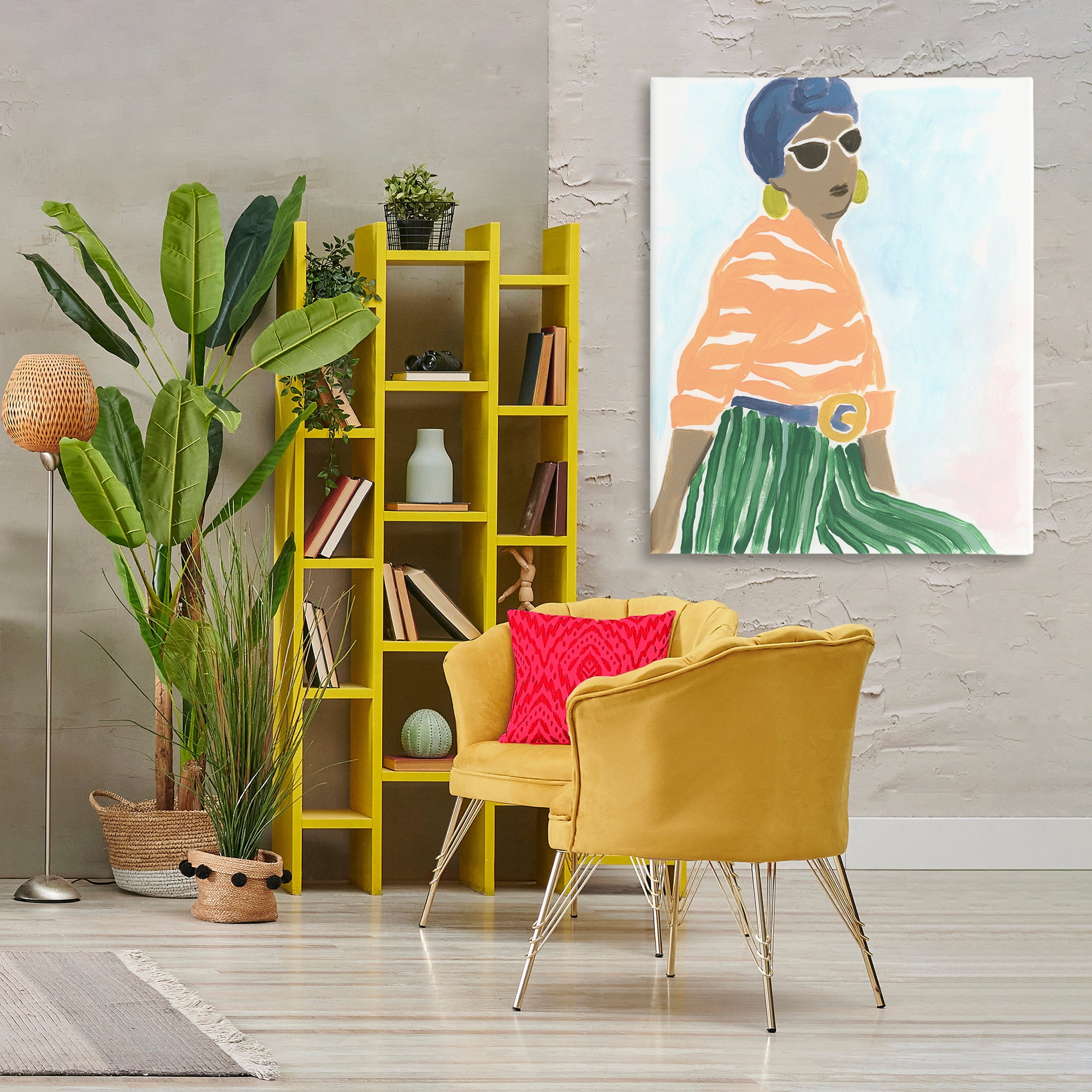 Stupell Industries Stylish Woman with Headwrap People Painting Wrapped Canvas Art Print Wall Art, 36 x 48
