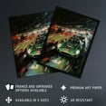 thumbnail image 3 of Classic Sports Car British Racing Green Night Race Action Painting For Him Fan Man Cave Artwork Framed Wall Art Print A4, 3 of 5