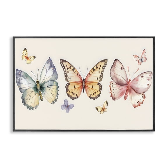 Stupell Industries Cottage Graceful Butterfly Trio Black Framed Giclee Art, 18 x 12, by Creative Studio