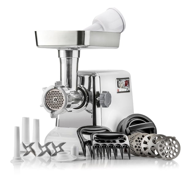 STX International Turboforce 3000 Series Molinillo de Carne Eléctrico 3 Velocidades, Potencia Máxima de 3000 W, Tamaño N.° 12, Incluye 4 Placas de Molienda, 3 Tubos de Relleno de Salchichas, Accesorio