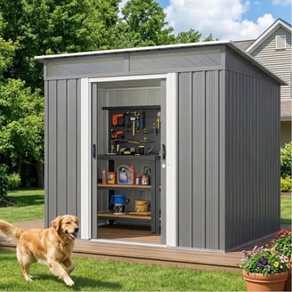 Jocisland 10x16.6x7.3 ft Metal Storage Shed with Lounge Area, 2