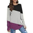 thumbnail image 5 of Kaemgyyd Plus Size Tops for Women Color Block Soft Comfy Tunic Tee Casual Loose Long Sleeve Crew Neck Shirt with Thumb Hole, 5 of 5