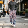 thumbnail image 5 of GrmtClth Mens Camo Baggy Sweatpants Loose Wide Leg Fit Stretch Waist Multi Flap Pocket Daily Streetwear Pants Sky Blue 2XL, 5 of 8