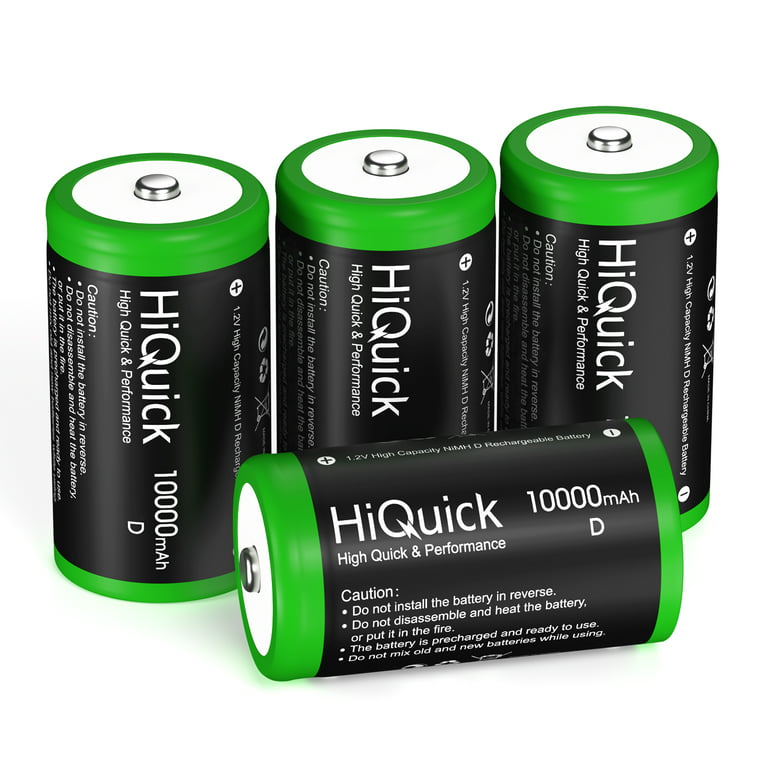 Powerowl Rechargeable D Batteries 4-Pack 10000mah NiMH, , D Cell Batteries  