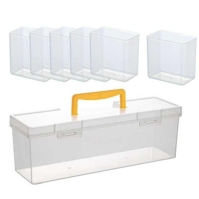 yuksok Food Containers with Lids Clear Spaghetti Food Storage Box for Kitchen Pasta Yellow Handle