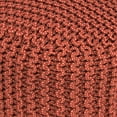 thumbnail image 2 of Simpli Home Wynne 18 inch Wide Boho Round Knitted Pouf in Orange PET Polyester, 2 of 3