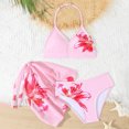 thumbnail image 5 of Girls Three Piece Swimsuit Floral Backless Halter Neck Quick Dry Beach Swimwear Bathing Suit for Girls Size 7-16 Years, 5 of 7