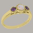 thumbnail image 3 of LBG British Made 14k Yellow Gold Natural Opal & Amethyst Womens Statement Ring - 33 size options - Size 9.25, 3 of 7