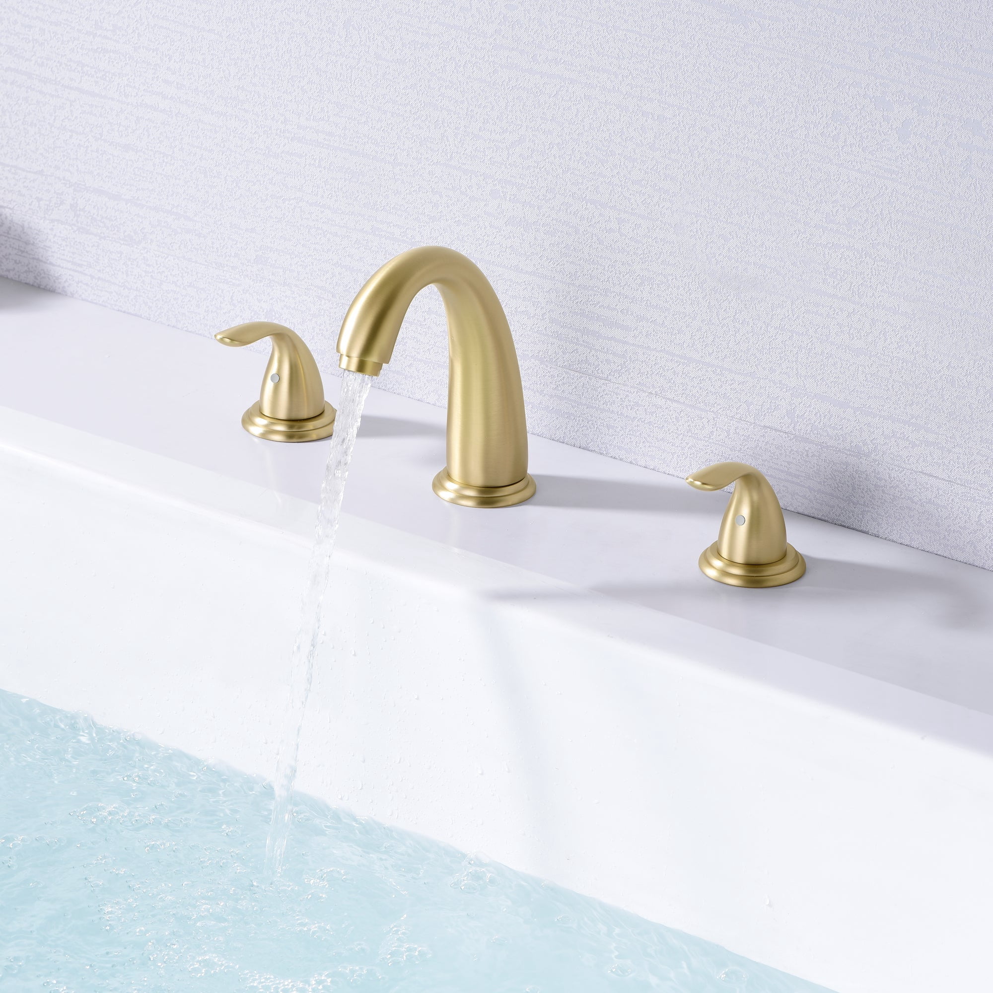 Sumerain High Flow Brushed Gold Two Handle Roman Tub Faucet with Valve