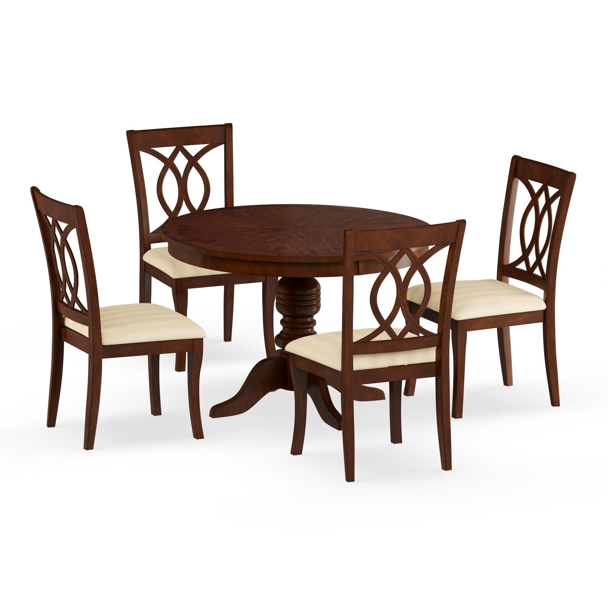 Furniture of America Goddard Transitional 5-Piece Round Dining Set, Brown Cherry