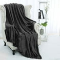 thumbnail image 6 of Unique Bargains Flannel Fleece Plush Throw Bed Soft Blanket Dark Gray 51" x 59", 6 of 6