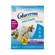 Glucerna Mini Treats Diabetic Snack, Oatmeal Raisin, 6-Bar Pack, 36 Count