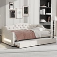thumbnail image 4 of Harper & Bright Designs Twin XL Size Upholstered Daybed with Trundle and Button Tufted Backrest, Linen Sofa Bed with LED Belt, Beige, 4 of 13