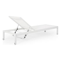 Benjara Kory Outdoor Lounge Chaise- 78" White Mesh Fabric and Aluminum