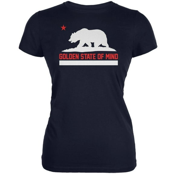 California Republic Golden State Of Mind Navy Juniors Soft T-Shirt - Small