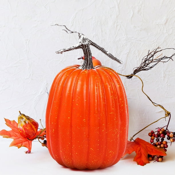 Calabazas artificiales de 9 pulgadas para decoración de Halloween - Calabazas falsas grandes de espuma para decoraciones otoñales, manualidades y centros de mesa de Acción de Gracias