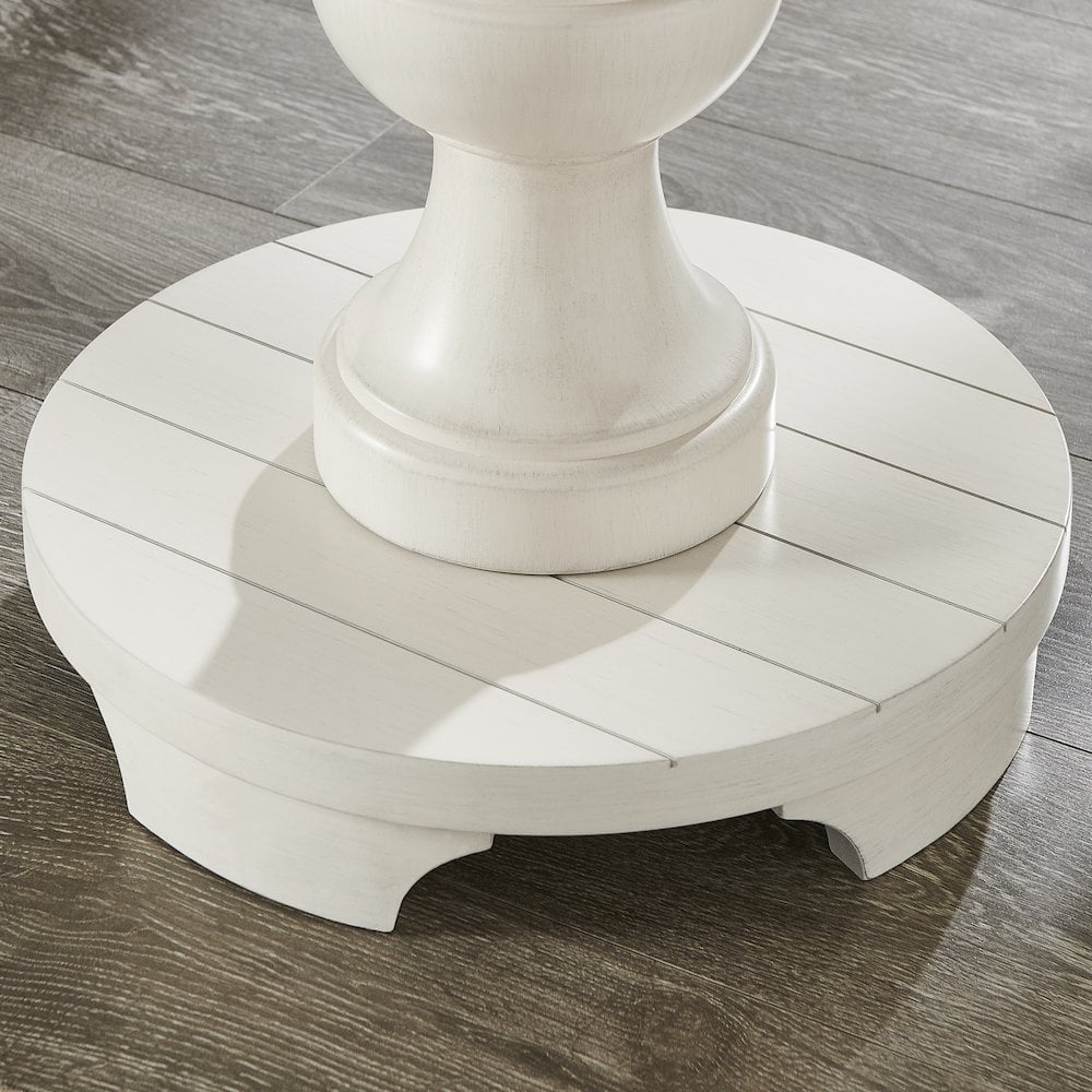 Roundhill Furniture Caesar Traditional Round Pedestal End Table, White