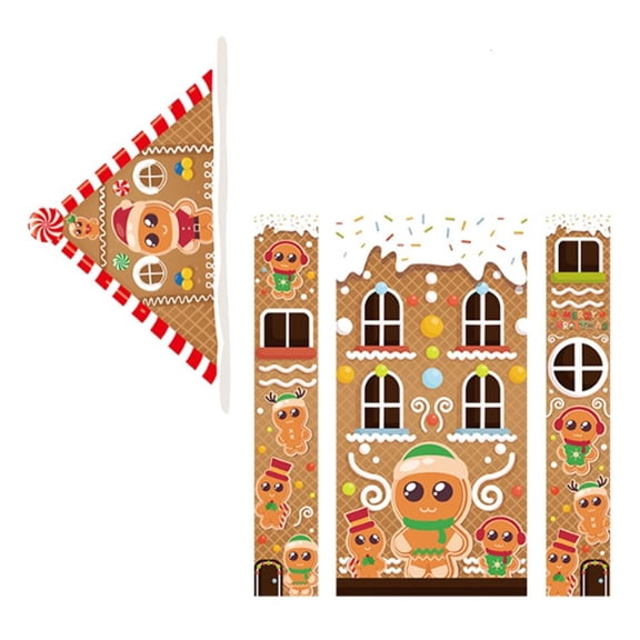 hejhncii Reusable Gingerbreads House Door Hanging Decoration Polyester Festival Accessory