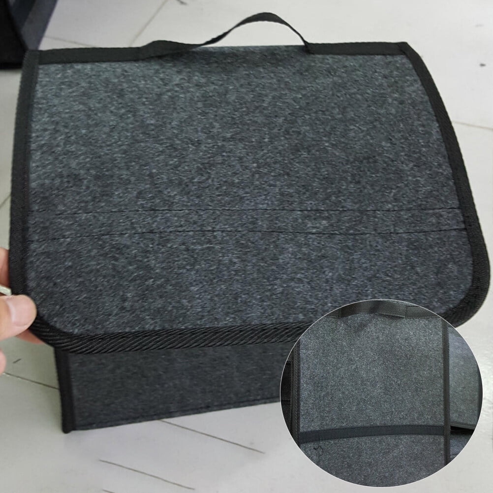 TOSSPER 1pc Car Felt Cloth Storage Box Portable Foldable Trunk Organizer Bags Auto Interior Stowing Tidying Container Gray 24 * 50 * 17cm
