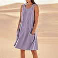thumbnail image 1 of WILLBEST Vestidos Casuales Para Mujer Verano Vestido De Lino Para Mujer Vestido De Playa Informal Hasta La Rodilla Vestido Sin Mangas Vestido Casual Estampado De Verano Con Bolsillos, 1 of 3