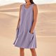 thumbnail image 1 of WILLBEST Vestidos Casuales Para Mujer Verano Vestido De Lino Para Mujer Vestido De Playa Informal Hasta La Rodilla Vestido Sin Mangas Vestido Casual Estampado De Verano Con Bolsillos, 1 of 3