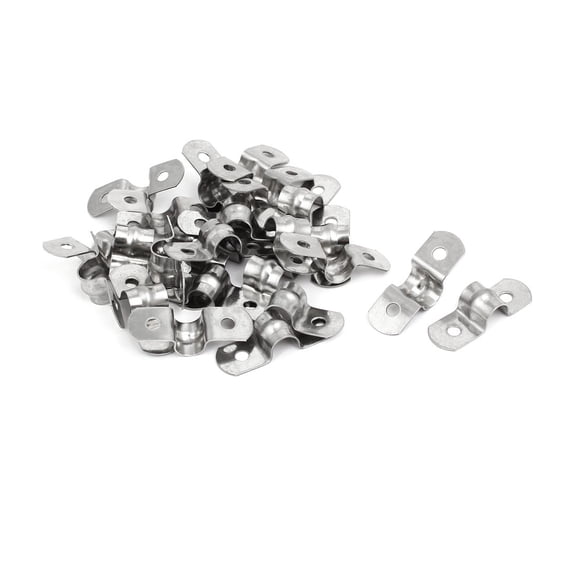 M8 201 Stainless Steel Two Hole Pipe Straps Tension Tube Clip Clamp 25PCS