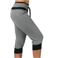 thumbnail image 2 of successthop Womens Plus Size Capris Casual Bottoms with Pockets Drawstring High Waist Color Block Summer Pants Gray 3XL, 2 of 4