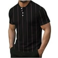 thumbnail image 2 of COSFO Short Sleeve Mens T Shirts Casual Henley Tops Loose Pullover Striped Button Mens Graphic Tees, 2 of 5