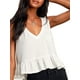 thumbnail image 4 of Camiseta sin mangas estilo babydoll con escote en V, dobladillo con volantes y peplum para mujer, 4 of 7