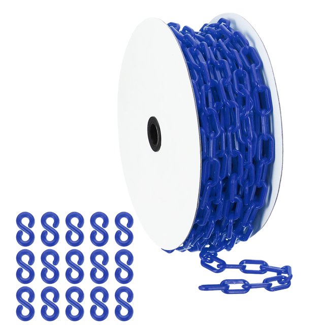 Uxcell Blue Plastic Chain, 72 ft 6mm Safety Barrier Chain for Crowd Control